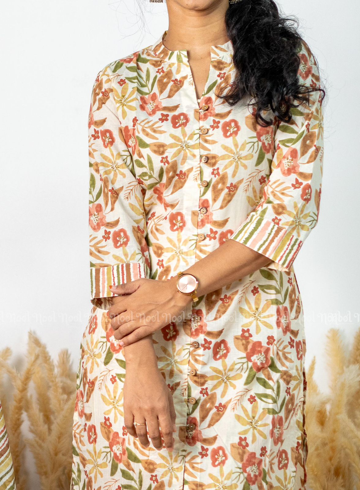 VARNA - Cotton Straight Kurti Set with Pant and Dupatta (3 Pc)