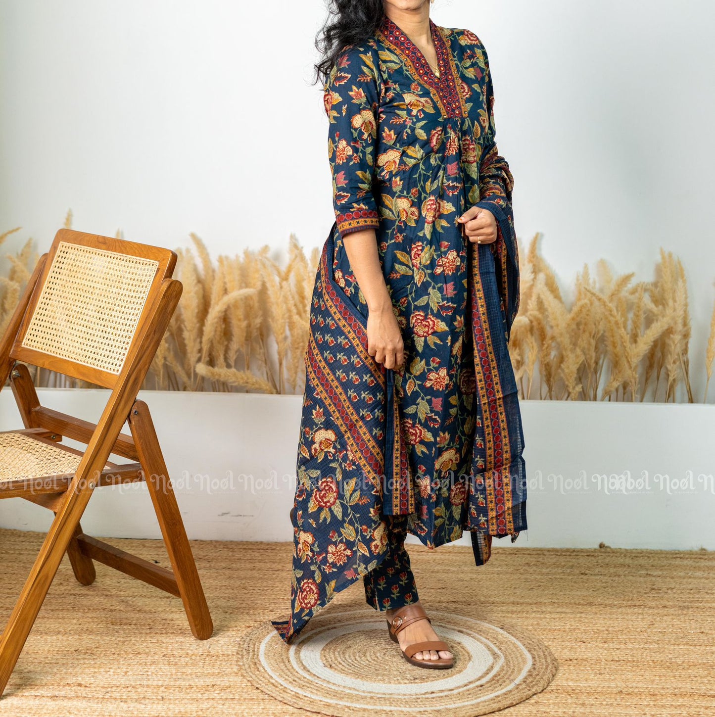 LEHARIYA - Cotton A-Line Kurti Set with Straight Pant and Dupatta (3 pc)