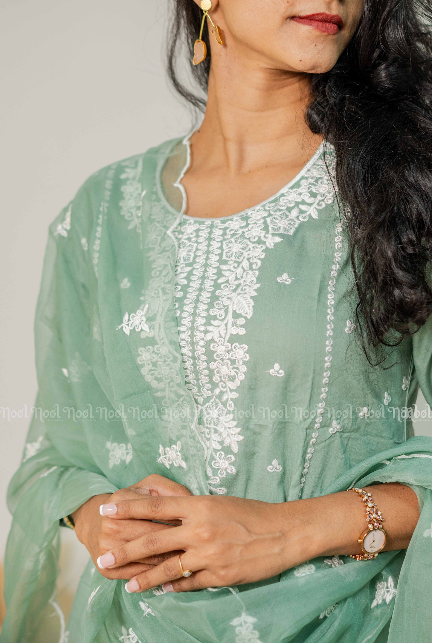 AARA - Pure Cotton Heavy Embroidery Fabric with Straight Pant and Organza Dupatta (3 Pc)